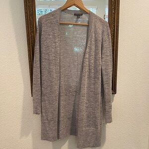 Eileen Fisher Heather Gray Open-Front Long Cardigan